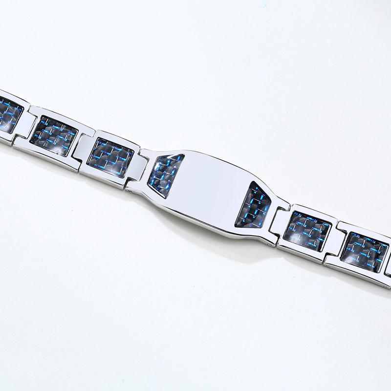 Silver & Blue Personalised Steel Bracelet (OLD TEMPLATE)-Personalised Bracelet-Auswara