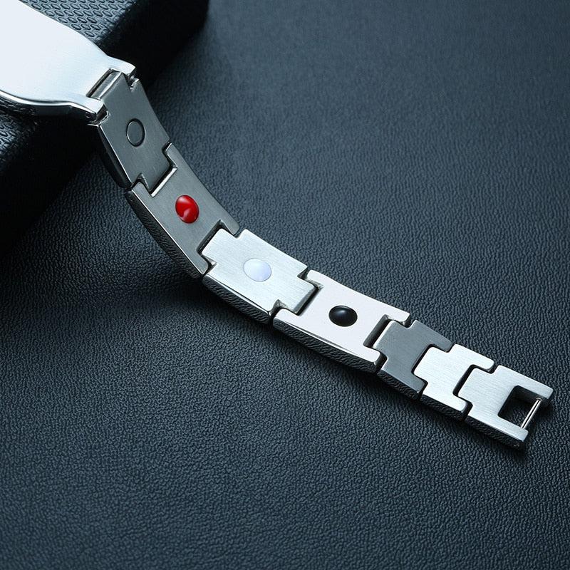 Silver & Blue Personalised Steel Bracelet (OLD TEMPLATE)-Personalised Bracelet-Auswara