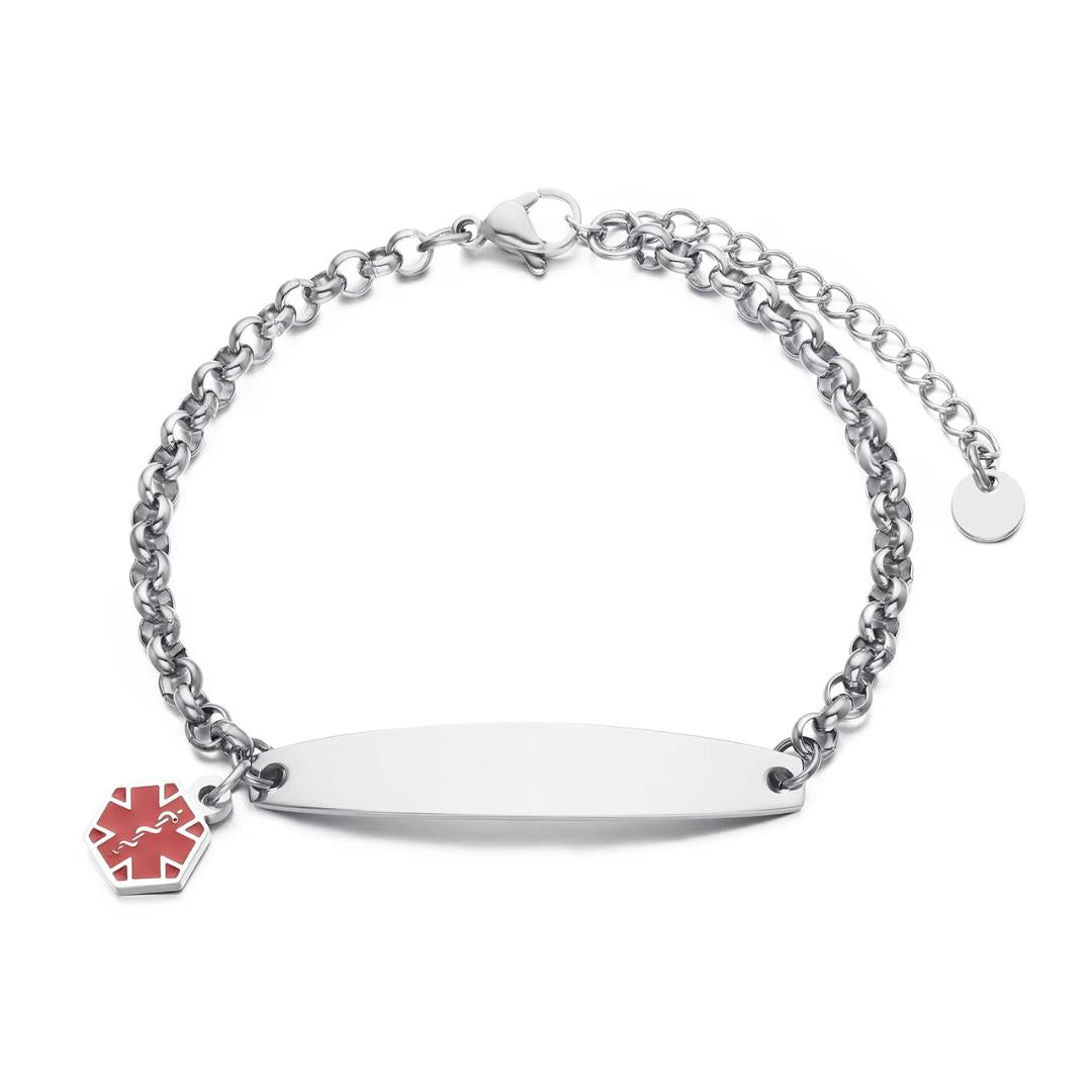 Silver Colour Medical Alert Bracelet with Medical Charm-Medical ID Bracelet-Auswara