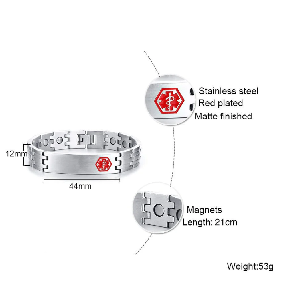 Silver Colour Stainless Steel Medical Alert ID Bracelet