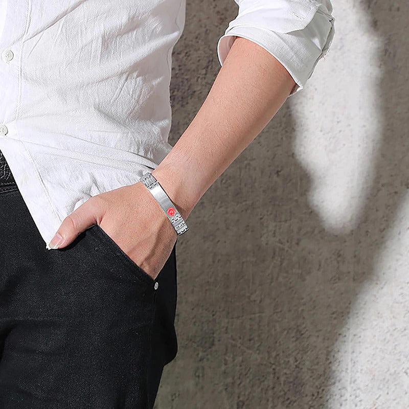 Silver Colour Stainless Steel Medical Alert ID Bracelet-Medical ID Bracelet-Auswara