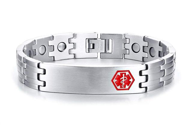Silver Colour Stainless Steel Medical Alert ID Bracelet-Medical ID Bracelet-Auswara