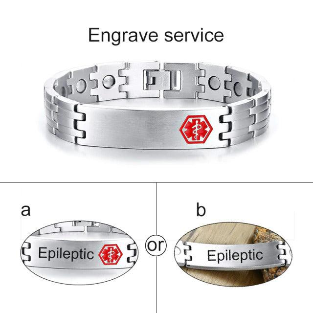 Silver Colour Stainless Steel Medical Alert ID Bracelet-Medical ID Bracelet-Auswara