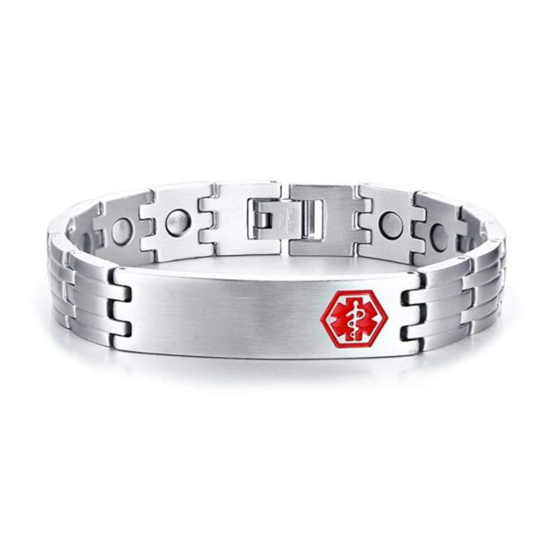 Silver Colour Stainless Steel Medical Alert ID Bracelet