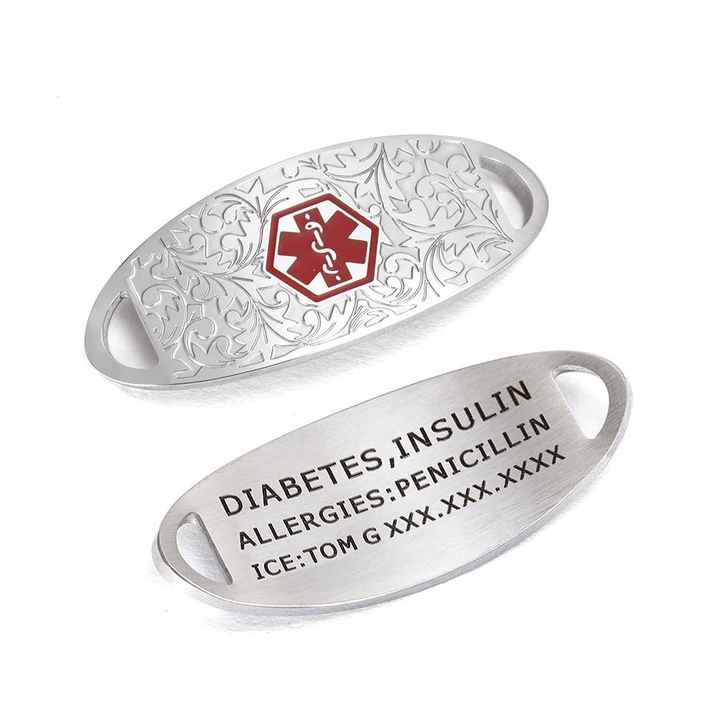 Silver Floral Medical ID Bracelet-Medical ID Bracelet-Auswara