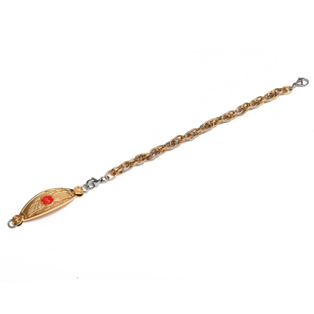 Silver & Gold Chain Medical Alert ID Bracelet-Medical ID Bracelet-Auswara