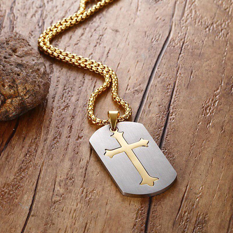 Silver & Gold Cross Necklace-Cross Necklace-Auswara