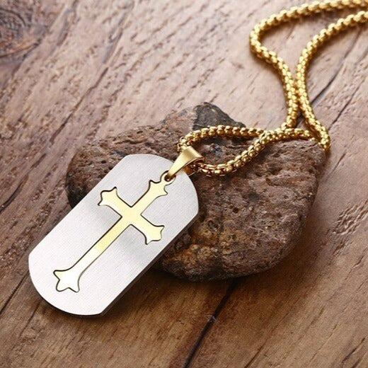 Silver & Gold Cross Necklace-Cross Necklace-Auswara