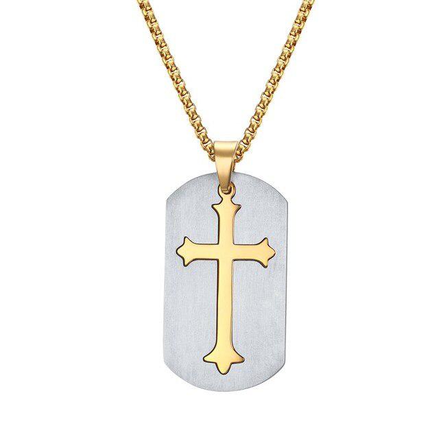 Silver & Gold Cross Necklace-Cross Necklace-Auswara