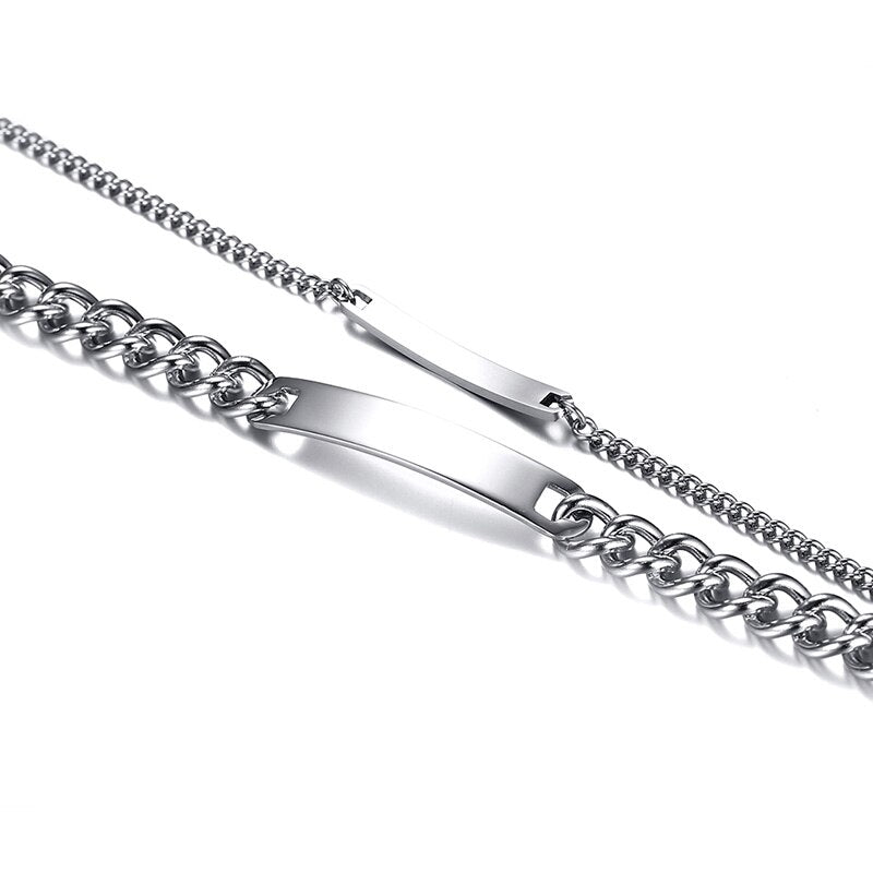 Personalised Couples Link Chain Bracelets-Couple Bracelet-Auswara