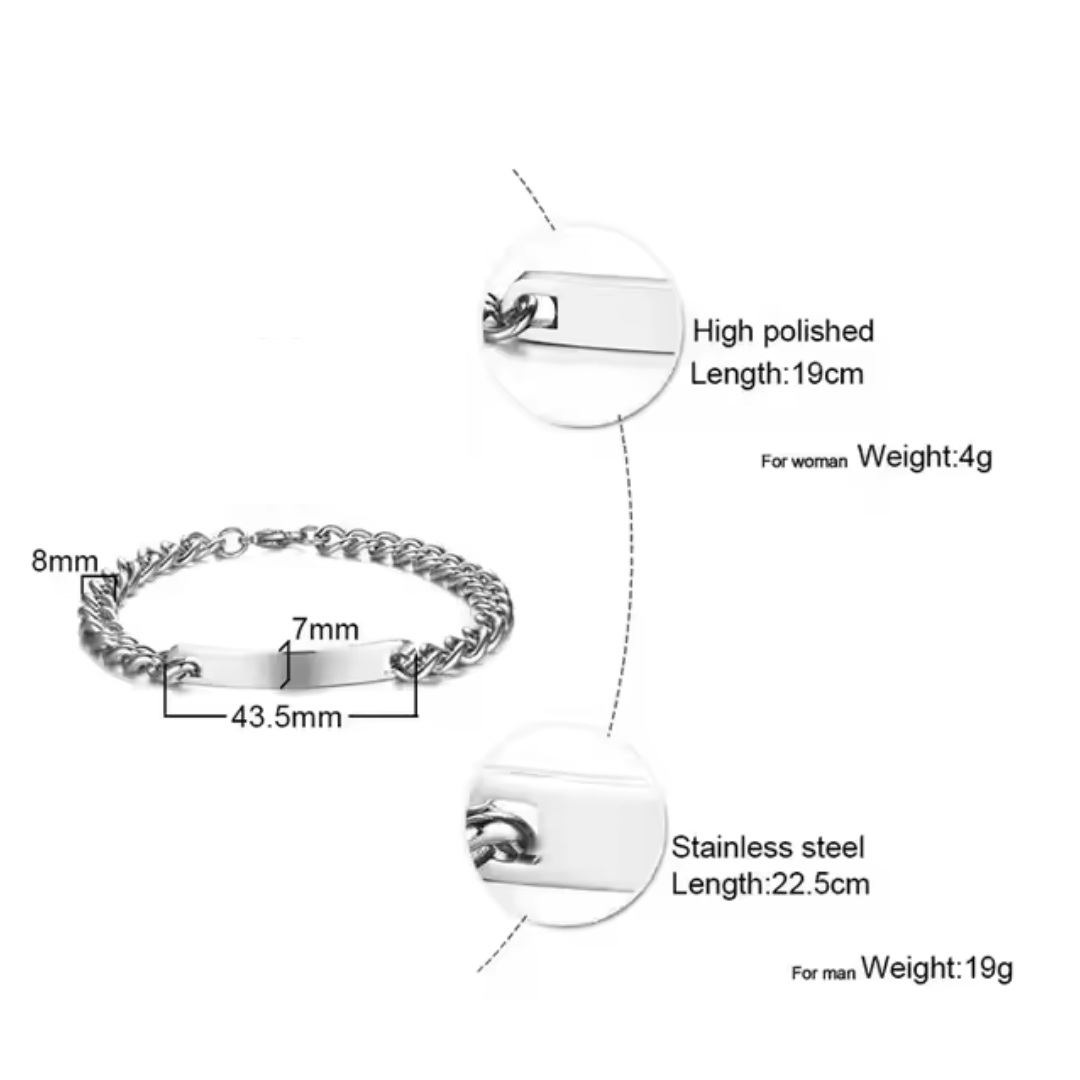 Silver Link Bond – Personalised Couple Bracelet