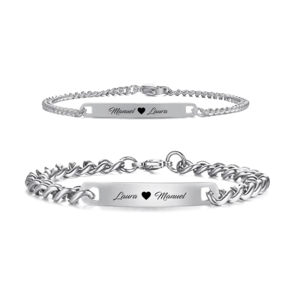 Personalised Couples Link Chain Bracelets-Couple Bracelet-Auswara