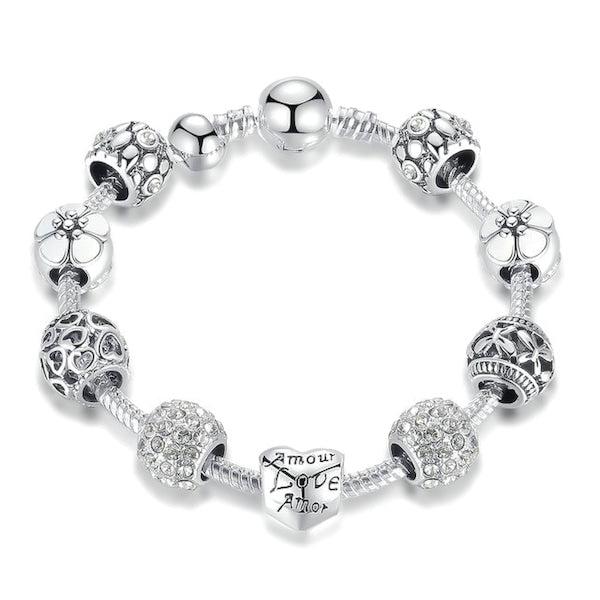 Silver Love Charm Bracelet-Women Bracelets-Auswara