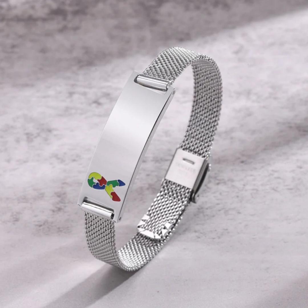 Silver Mesh Autism Medical ID Bracelet-Medical ID Bracelet-Auswara