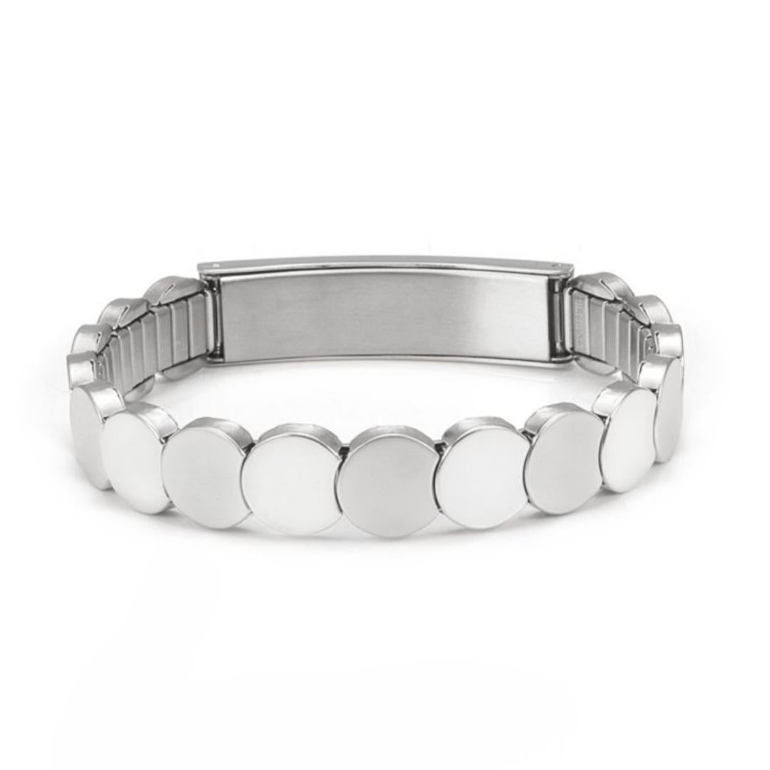 Silver Round Vault Medical ID Bracelet-Medical ID Bracelet-Auswara