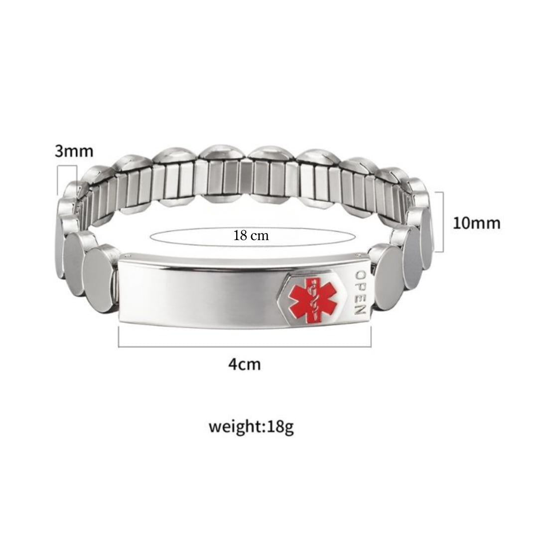 Silver Round Vault Medical ID Bracelet-Medical ID Bracelet-Auswara