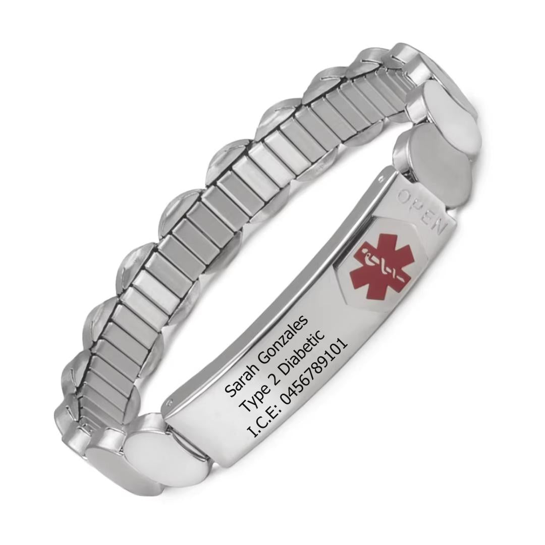 Silver Round Vault Medical ID Bracelet-Medical ID Bracelet-Auswara