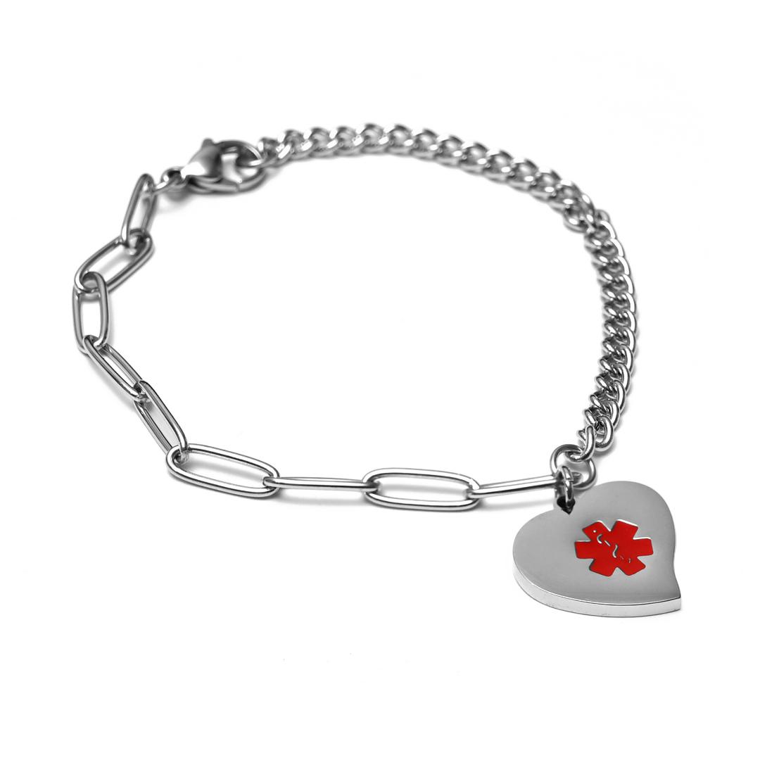 Silver Steel Medical Alert ID Bracelet-Medical ID Bracelet-Auswara