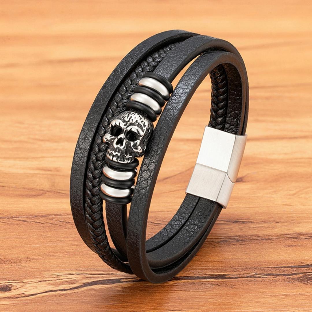 SkullForge Personalised Leather Bracelet-Personalised Bracelet-Auswara