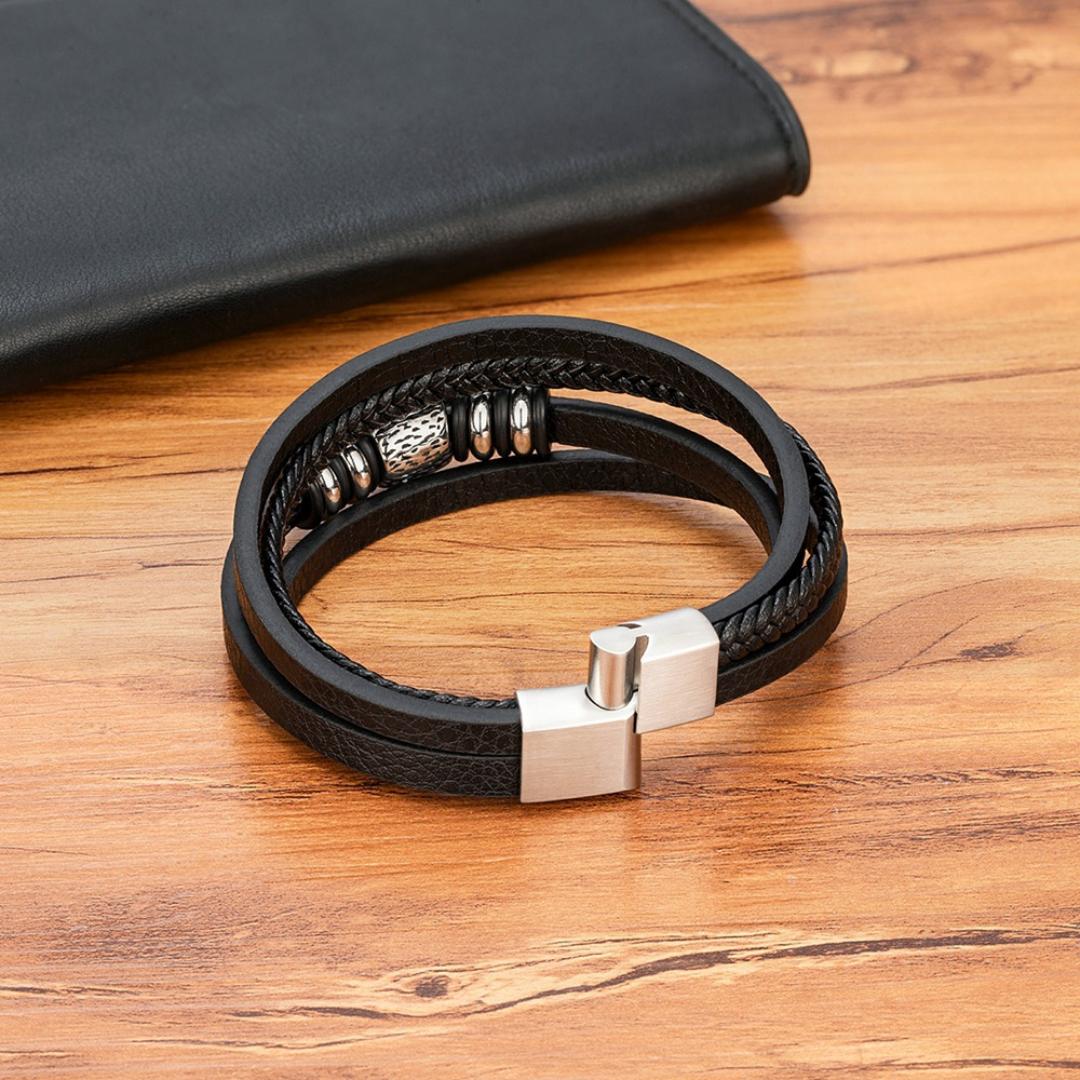 SkullForge Personalised Leather Bracelet-Personalised Bracelet-Auswara