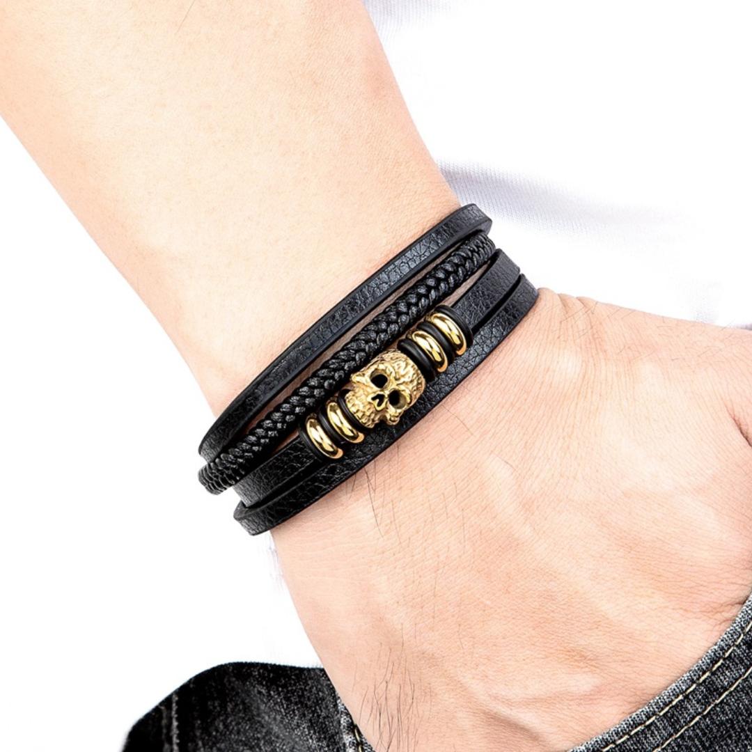SkullForge Personalised Leather Bracelet-Personalised Bracelet-Auswara