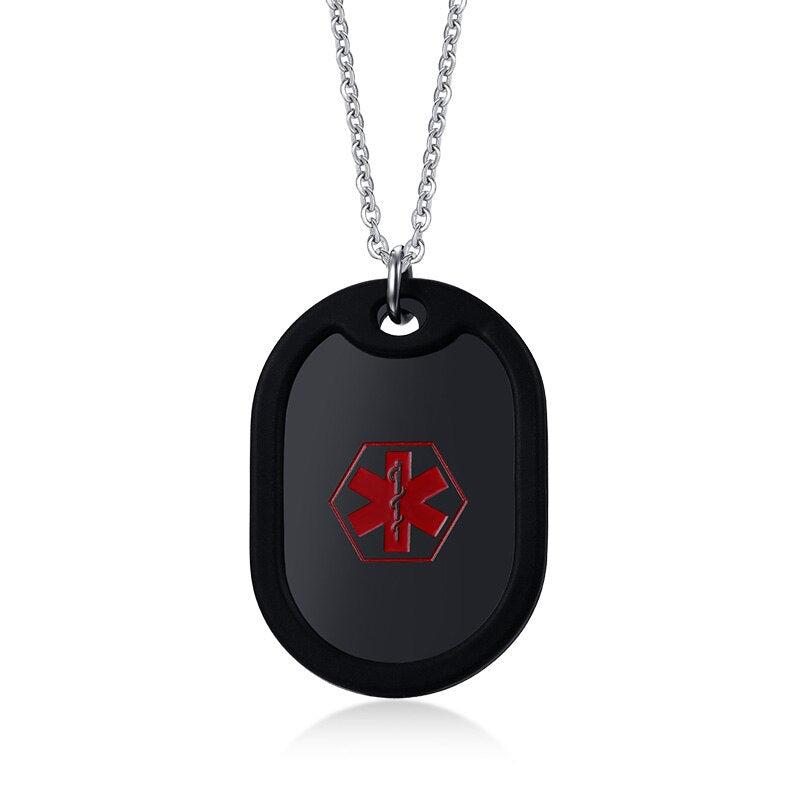 Sports Medical ID Dog Tag Necklace with Rubber Edges-Medical Necklace-Auswara