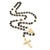 St Benedict Rosary Beads Necklace with Cross Pendant in Black & Gold
