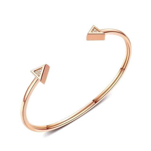 Stainless Steel Geometric Triangle Open Cuff Bracelets-Women Bracelets-Auswara