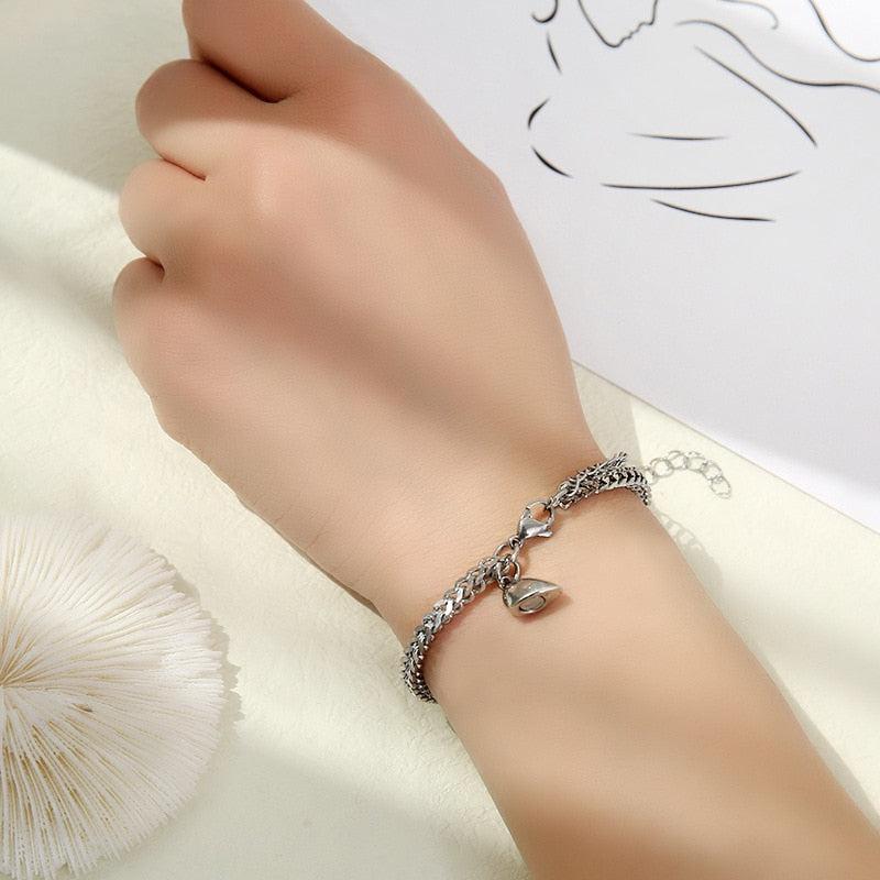 Stainless Steel Magnetic Heart Couples Bracelet Set Auswara