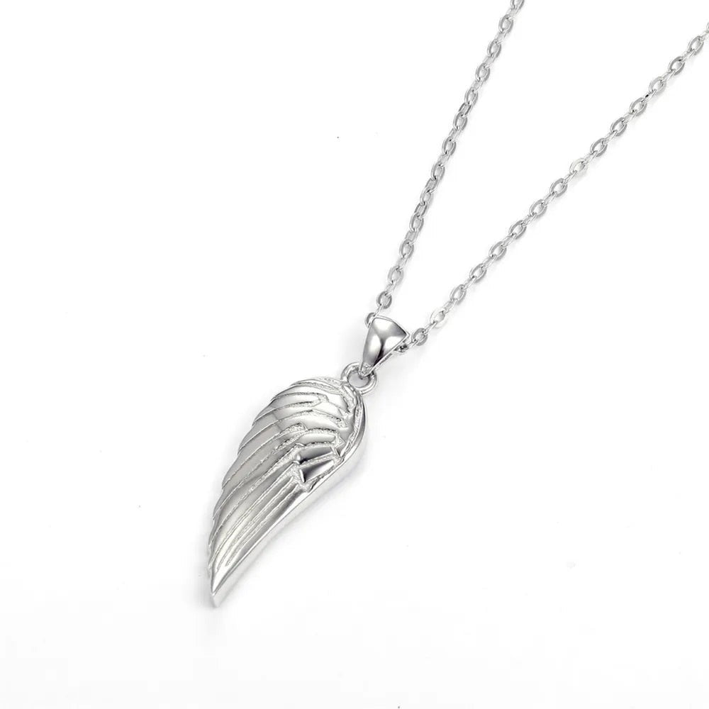 Sterling Silver Angel Wing Pendant Necklace-Women Necklace-Auswara