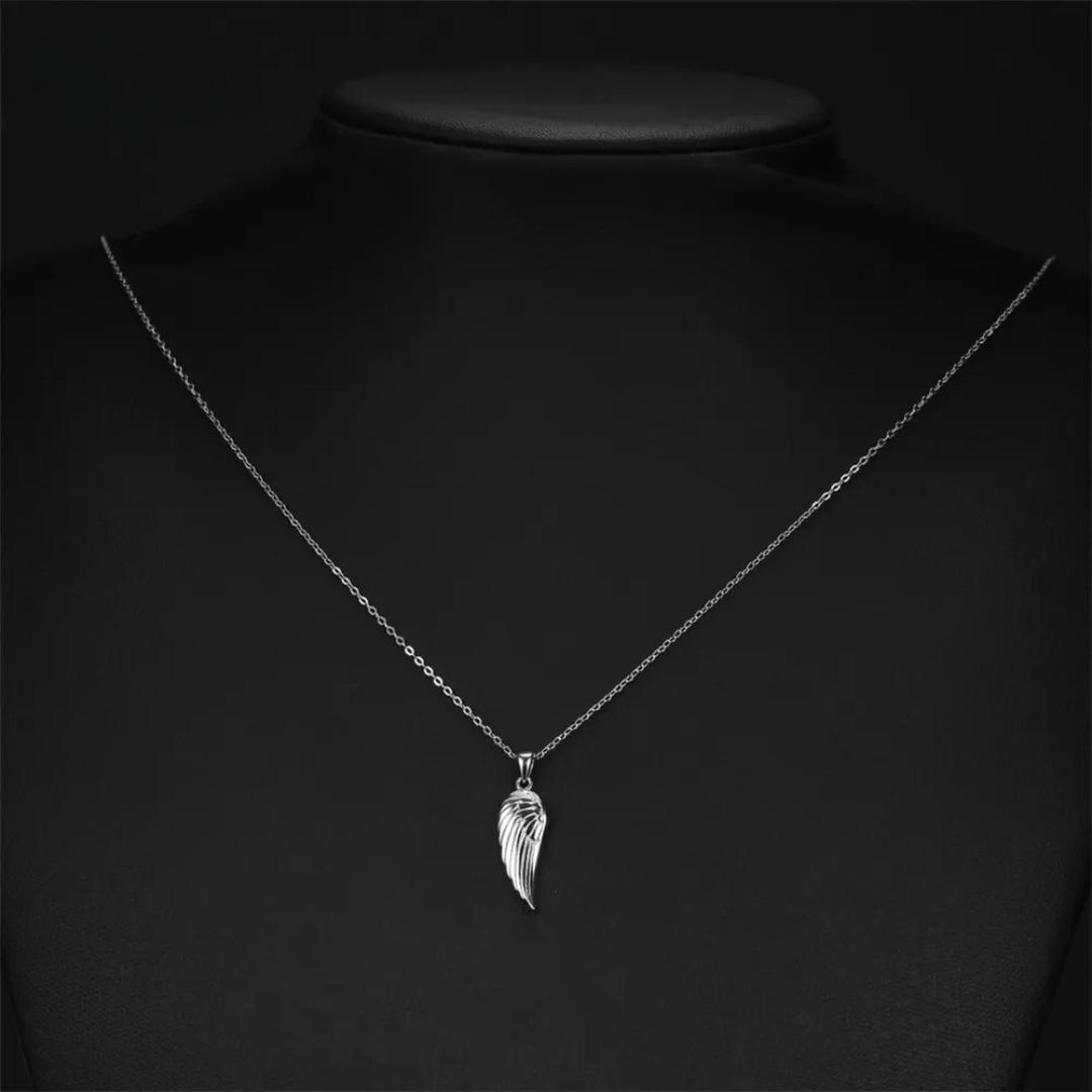 Sterling Silver Angel Wing Pendant Necklace-Women Necklace-Auswara