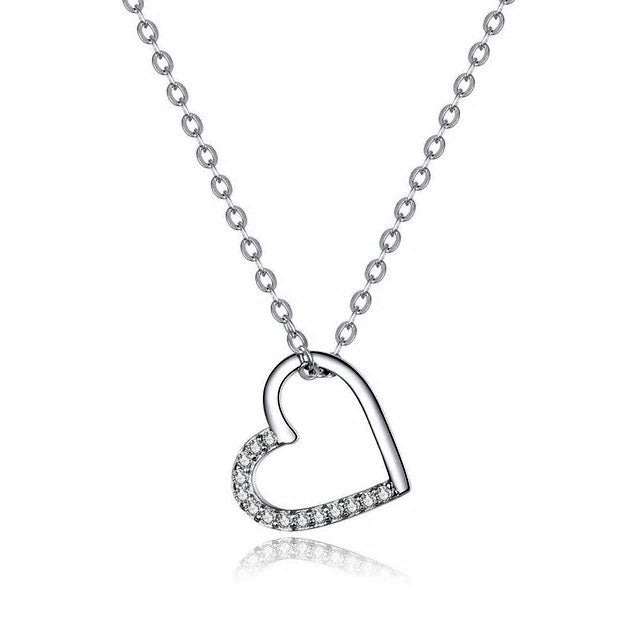 Sterling Silver CZ Open Heart Necklace