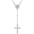 Sterling Silver Cross Drop Rosary Necklace with Cubic Zirconia-Cross Necklace-Auswara