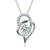 Sterling Silver Love Heart Pendant Necklace with Cubic Zirconia-Women Necklace-Auswara