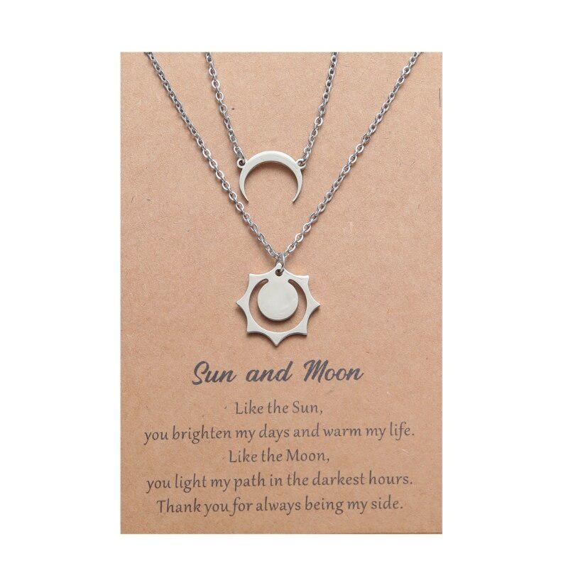 Sun & Moon Necklace Set for Couples-Couples Necklace-Auswara