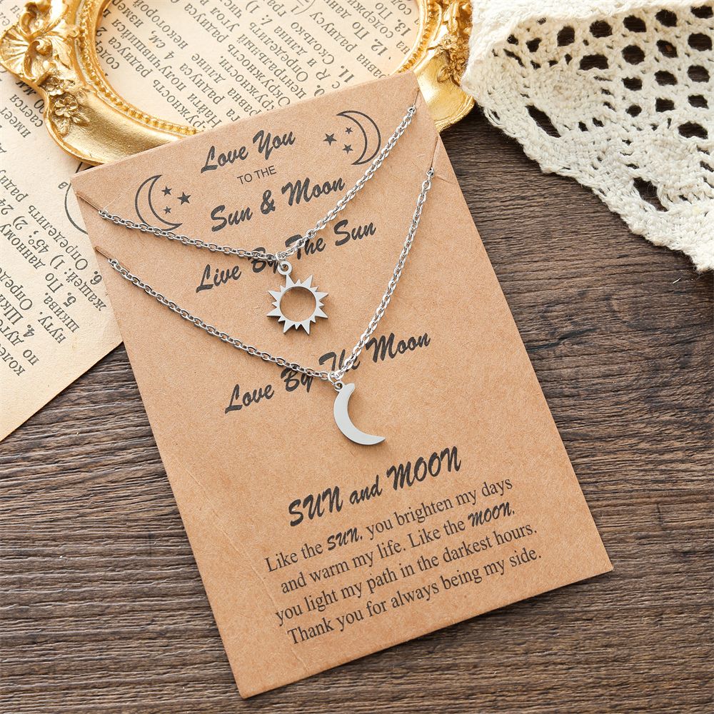 Sun and Moon Promise Couple Necklace-Couples Necklace-Auswara