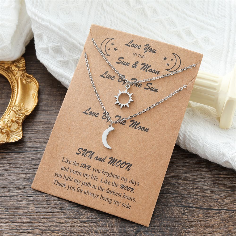 Sun and Moon Promise Couple Necklace-Couples Necklace-Auswara