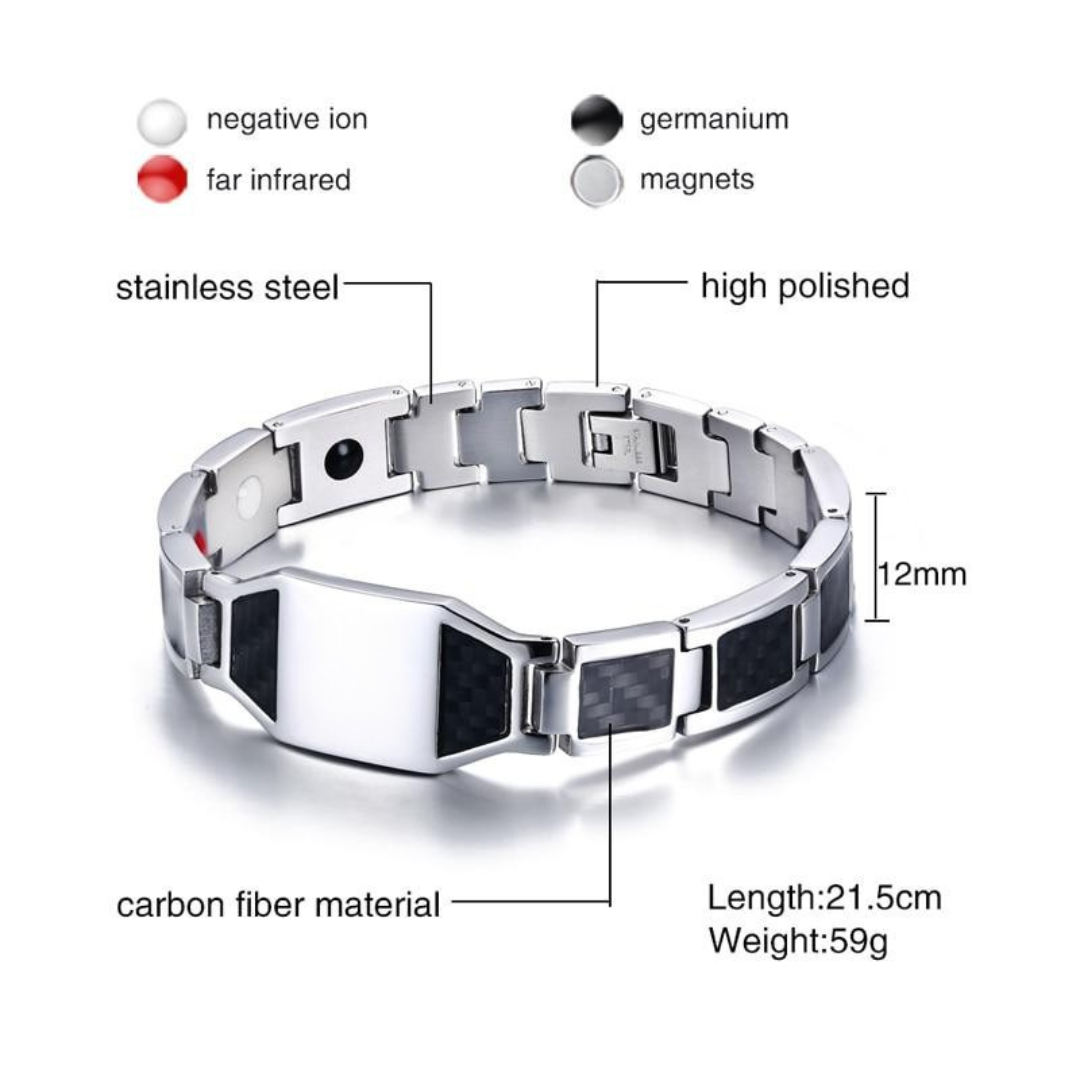 TitanEdge Carbon Armour Bracelet - Silver & Black