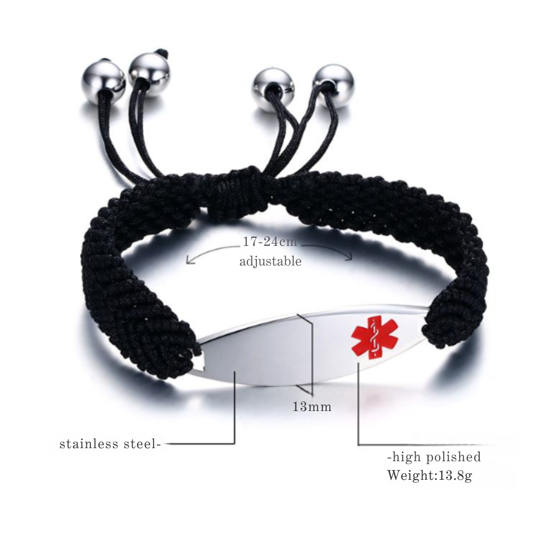 Medical Alert ID Braided Bracelet