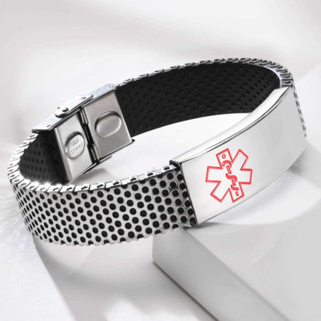 Personalised Medical ID Perforated Silicone Bracelet