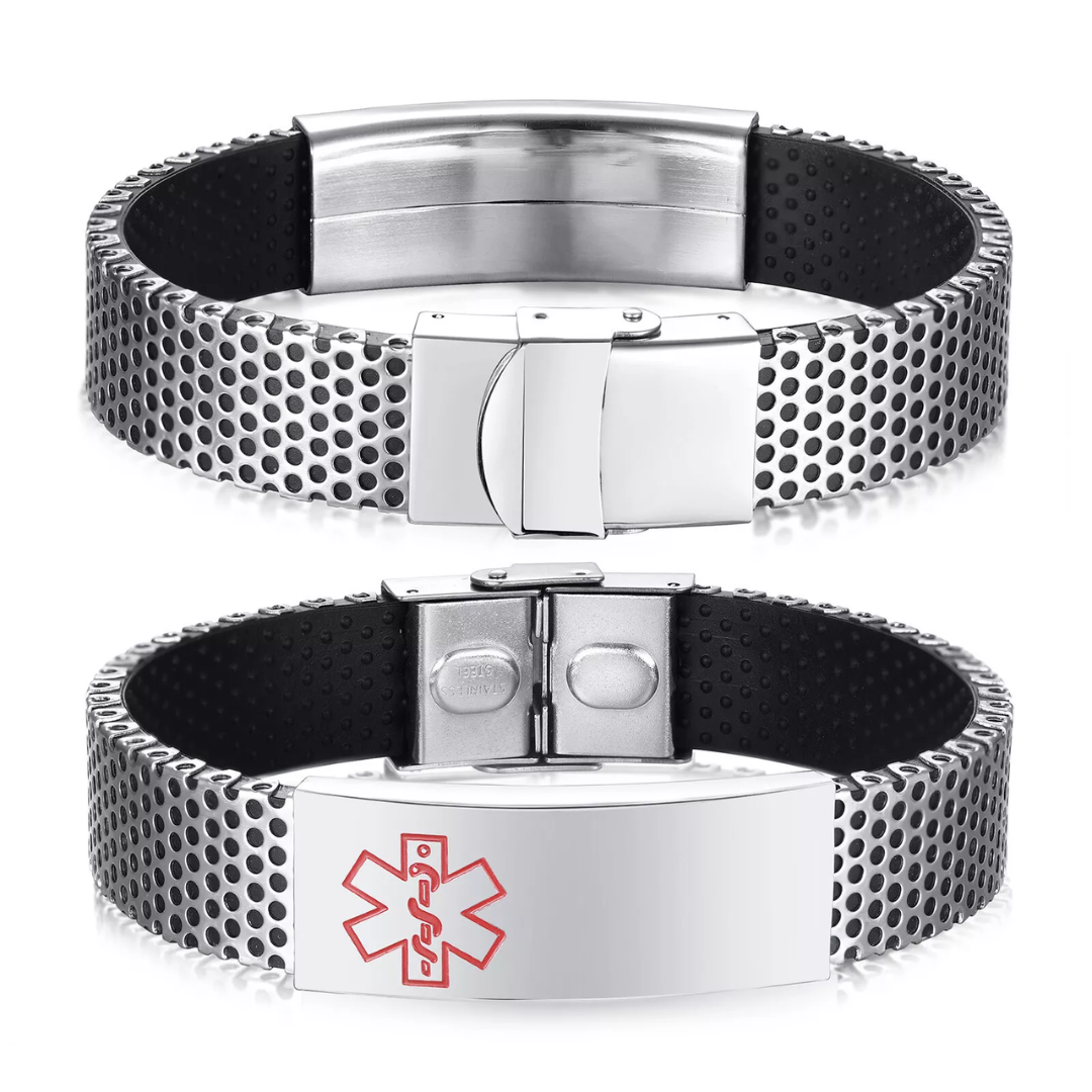 Personalised Medical ID Perforated Silicone Bracelet