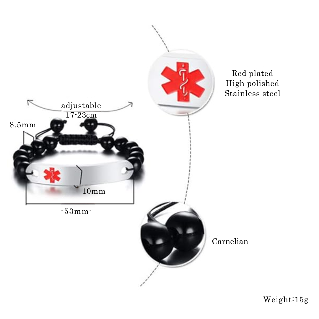 Beaded Medical Alert ID Bracelet-Medical ID Bracelet-Auswara