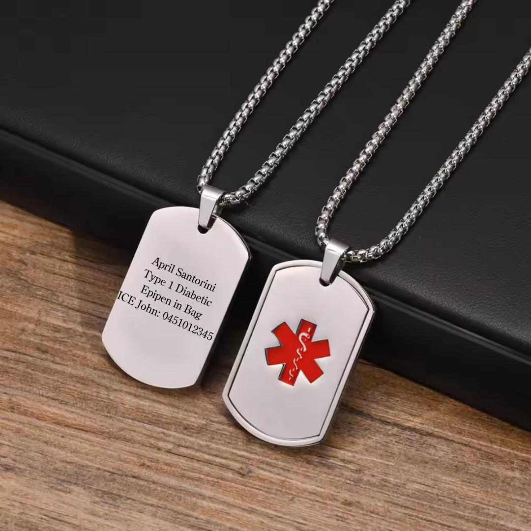 Titan Tag Personalised Medical ID Necklace-Medical Necklace-Auswara