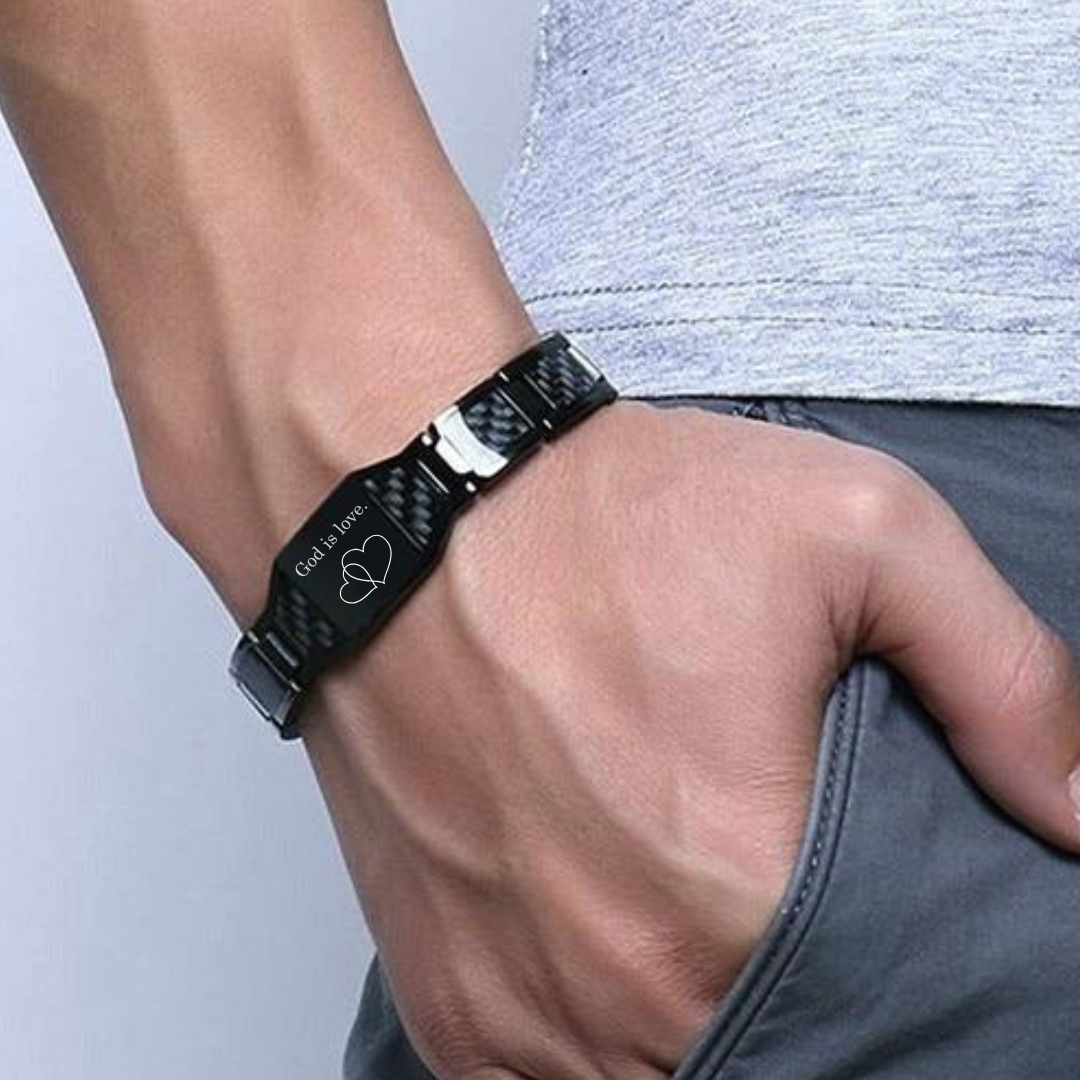 Black Personalised Steel Bracelet (OLD TEMPLATE)-Personalised Bracelet-Auswara