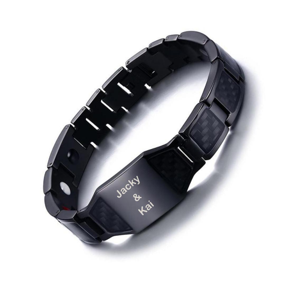 Black Personalised Steel Bracelet (OLD TEMPLATE)-Personalised Bracelet-Auswara