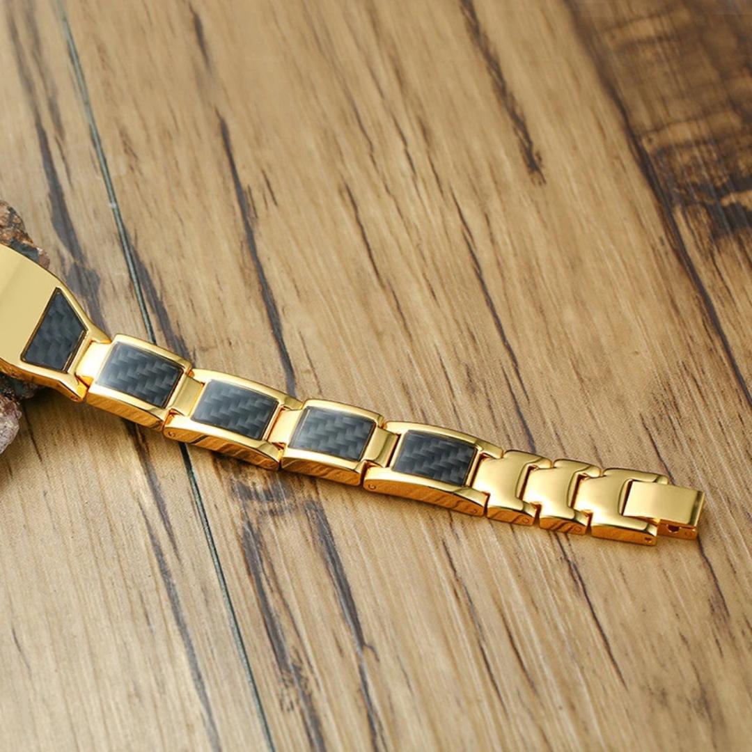 TitanEdge Carbon Armour Bracelet - Gold & Black-Personalised Bracelet-Auswara