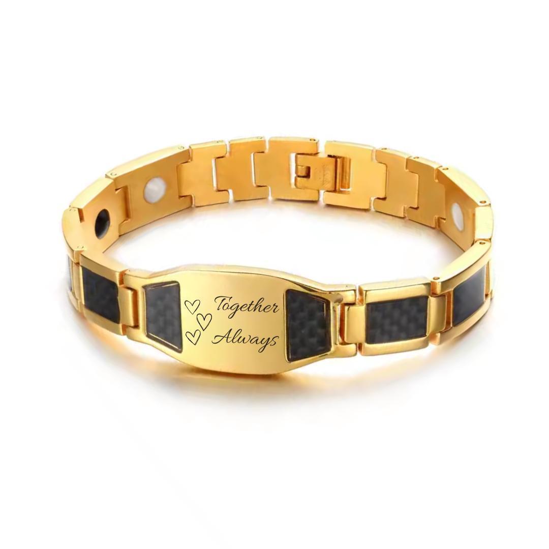 TitanEdge Carbon Armour Bracelet - Gold & Black-Personalised Bracelet-Auswara