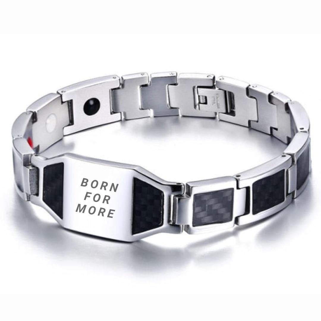 Silver & Black Personalised Steel Bracelet (OLD TEMPLATE)-Personalised Bracelet-Auswara