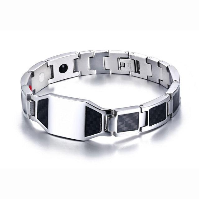 Silver & Black Personalised Steel Bracelet (OLD TEMPLATE)-Personalised Bracelet-Auswara