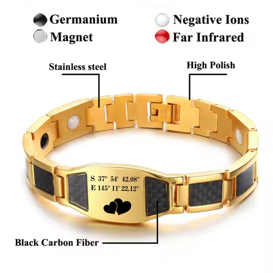 TitanEdge Carbon Armour Cross Bracelet - Gold & Black-Personalised Bracelet-Auswara